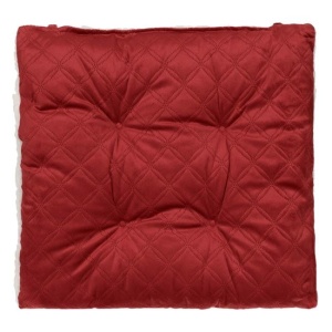 Perna decorativa velvet pentru scaun capitonata, dimensiune 38 x 38 cm, doua fete, Bordo/Alb - Img 1