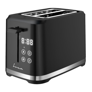 Prajitor de paine FRAM FTP-8007DBK, 800W, capacitate 2 felii, 7 niveluri de rumenire, tavita detasabila, Negru/Inox