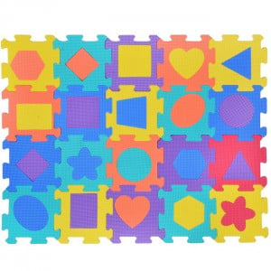 Puzzle modular de podea din spuma moale, forme geometrice colorate, 20 piese - Img 2