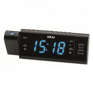 Radio ceas Akai ACR-3888, proiectie, incarcator telefon USB