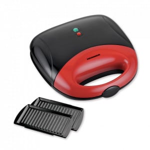 Sandwich maker Heinner SM-700BKR, 750 W, placi antiaderente fixe tip grill, 2 sandwich-uri, Negru/Rosu - Img 2