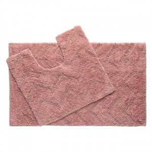 Set 2 Covorase pentru Baie din Bumbac, Dusty Pink - Img 1