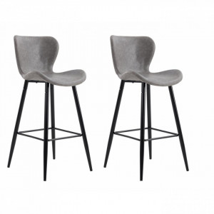 Set 2 scaune de bar retro, 56x48x106 cm, Light grey