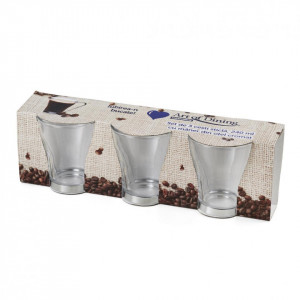 SET 3 CESTI 240ML,STICLA,MANER OTEL CROM - Img 3