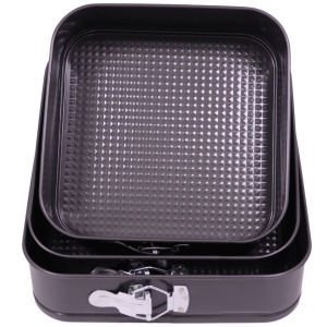 Set 3 tavi patrate pentru prajituri, baza detasabila, acoperire antiaderenta, 22/24/26 cm