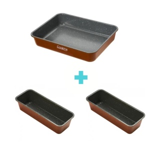 Set tava cuptor 33x23x6 cm + 2x Tava cozonac 31x11x8 cm