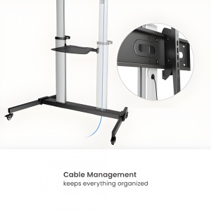 Stand TV mobil Serioux 44-610TW, dimensiuni 1292x717x2327mm, compatibiliate dimensiune ecran 60"-100" - Img 7