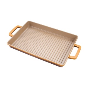 Tava grill din aluminiu turnat cu acoperire ceramica, dimensiune 36 x 26.4 x 4 cm, baza inductie, Cooking by Heinner Nicolai Tand