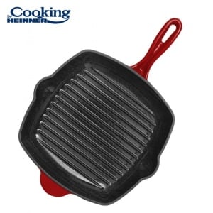 Tigaie grill Cooking by Heinner Red Line, fonta emailata, 26.5 x 4.5 cm, HR-KN-G26