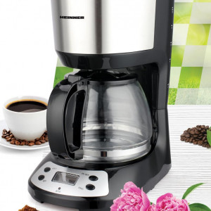 Cafetiera digitala Heinner Silvert Chatt HCM-D750GCSS, LCD, 1.25L, filtru si portfiltru detasabil, filtru din nailon, functie anti-scurgere, oprire automata, functie de mentinere la cald, 750W, negru/inox - Img 3