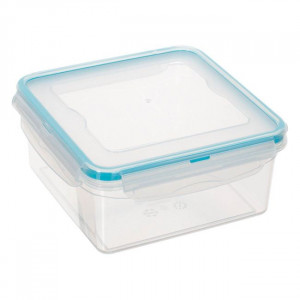 Caserola alimentara din plastic cu capac, inchidere etansa, capacitate 300 ml, dimensiune 10.5x10.5x6 cm - Img 1