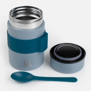 Caserola termica cu lingura, capacitate 450 ml, Albastra - Img 3