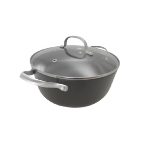 Cratita fonta usoara tip fagure cu capac, manere inox, dimensiune 20x8.5 cm, 2 l, baza inductie, OTI - Img 2