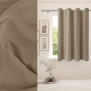 Draperie decorativa cu inele pentru fereastra, nu permite lumina sa treaca, dimensiune 140 x 140 cm, Taupe - Img 1