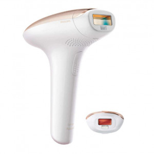 Epilator IPL Philips Lumea SC1997/00, 250.000 impulsuri, senzor piele, accesoriu corp si fata, utilizare cu fir, husa, Roz/Alb