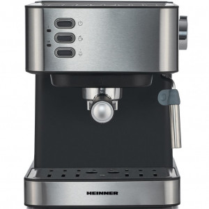 Espressor Heinner HEM-B2016BKS, 850W, 20 bar, rezervor apa detasabil 1.6l, filtru din inox, plita mentinere cafea calda, decoratii inox