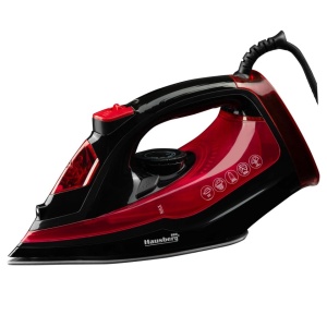 Fier de Calcat Hausberg HB-7840RS, Ceramic, autocuratare, anticalcar, 300ml, 2400-2800W, Negru/Rosu - Img 2