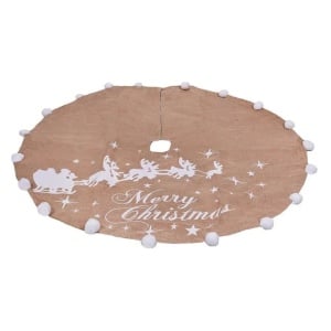 Fusta decorativa pentru Brad cu pompon, diametru 90 cm, Merry Christmas - Img 2