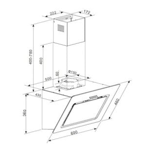 Hota incorporabila decorativa Heinner DCH-650RGBK, Putere absorbtie 594.5 m3/h, Iluminare LED, Clasa B, 60 cm, Front sticla neagra - Img 4