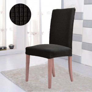 Husa scaun decorativa, elastica, neagra cu carouri in relief