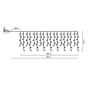 Instalatie de lumini LED tip perdea, lumina rece, 144 becuri, dimensiune 600x60 cm, programabila IP 44 - Img 3