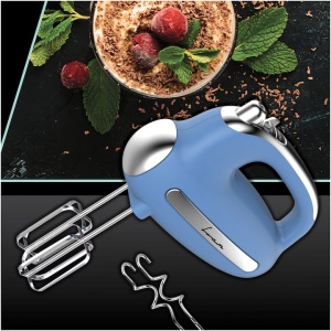 Mixer de mana Fram FHM-3005BL, 300W, 5 viteze+turbo, teluri si carlige din inox, insertii cromate, albastru - Img 4