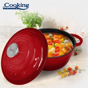 Oala cu capac Cooking by Heinner Red Line, fonta emailata, 22 x 9.5 cm, 2.9 L, HR-KN-C29 - Img 3