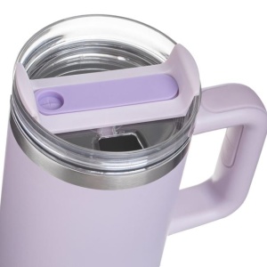 Pahar termos cu maner si pai, capacitate 900 ml, Lila - Img 3