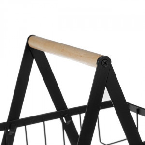 Raft metalic cu maner din lemn pentru bucatarie, 2 nivele, dimensiune 30x18x32cm, greutate maxima 10 kg - Img 4