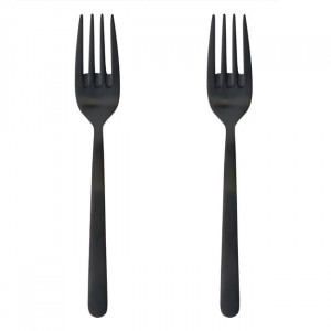 Set 2 furculite negre otel inoxidabil, 14.5 cm