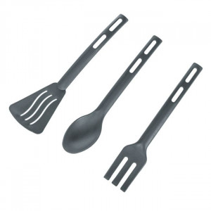 Set 3 ustensile din plastic pentru servit, Gri