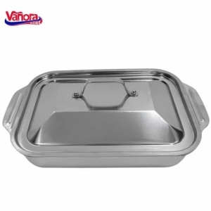 Tava inox cu capac, dimensiune 36.5x22x7 cm, Vanora Home - Img 2