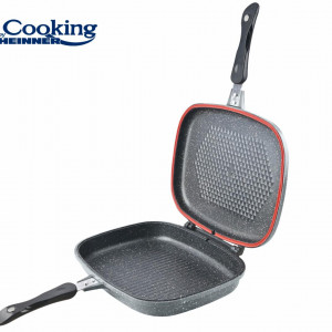 Tigaie grill dubla din aluminiu, 32x24x7.5 cm, EASY COOK GRAY - Img 6