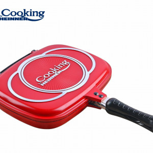 Tigaie grill dubla din aluminiu, 32x24x7.5 cm, EASY COOK RED - Img 5