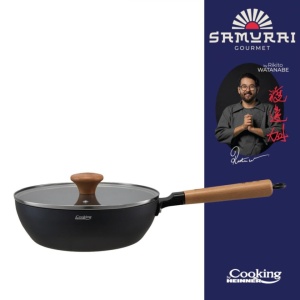 Tigaie profesionala Wok cu capac, dimensiune 24x7.5 cm, acoperire antiaderenta, by Chef Rikito Watanabe - Img 3