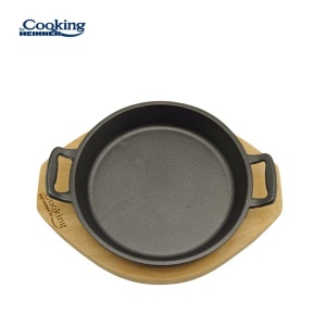 Tigaie servire din fonta pura, suport din lemn, diametru 20 cm, baza inductie, Heinner ZVC-T20 - Img 2