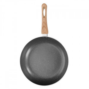 Tigaie wok din aluminiu cu baza antiaderenta, maner aspect de lemn, dimensiune 28 x 7.5 cm - Img 2