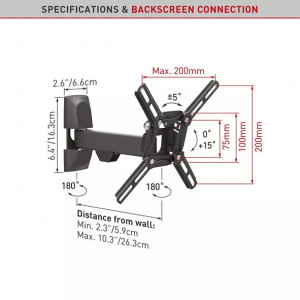 TV MOUNT FLAT/CURVED BARKAN 19"-39" BLK - Img 2