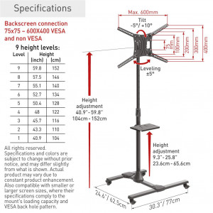 Barkan Mobile TV Mount Cart+Self 32"-83" - Img 2