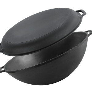 Ceaun fonta wok 8 L cu capac tigaie, 36×11.5 cm - Img 2