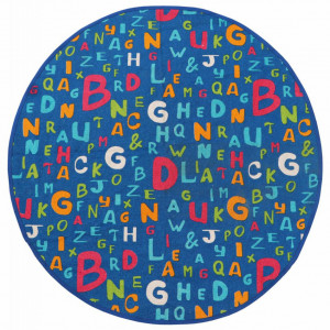 Covor Alfabet pentru copii, Bumbac, 100 cm diametru, KDRUG110ABC