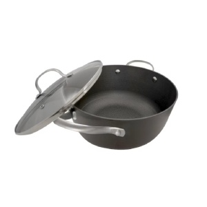 Cratita fonta usoara tip fagure cu capac, manere inox, dimensiune 20x8.5 cm, 2 l, baza inductie, OTI