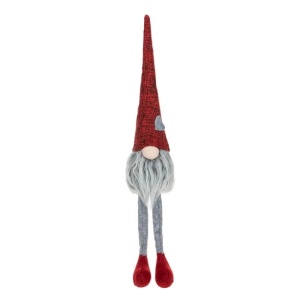 Figurina decorativa de Craciun, dimensiune 13x10x52cm, Gnome cu caciula rosie