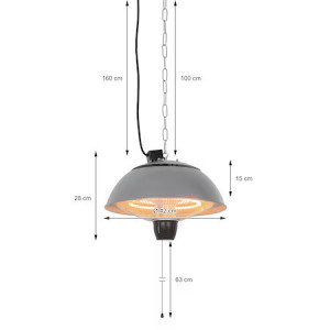 Incalzitor electric terasa/foisor, 1500W, tub incalzire halogen, 24x15 cm - Img 4