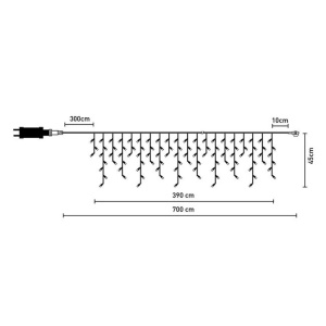 Instalatie de lumini LED tip perdea, lumina calda, 200 becuri, dimensiune 700x45 cm, extensibila, IP 44 - Img 3