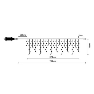 Instalatie de lumini LED tip perdea, lumina multicolora, 200 becuri, dimensiune 700 x 45 cm, extensibila, IP44 - Img 3