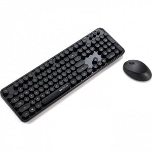 Kit tastatura si mouse optic fara fir Serioux SRX9900BK, USB cu receptor nano, Negru