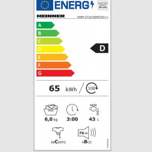 Masina de spalat rufe slim Heinner HWM-VT1610SMCHD++, 6 kg, 1000 rpm, Clasa D, Display digital, Blocare acces copii, Alb - Img 2