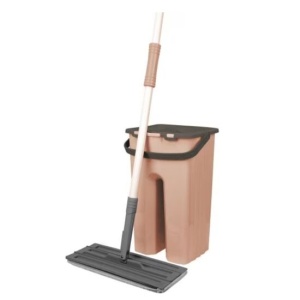 Mop plat cu 2 cuve, capacitate totala 8 l, laveta microfibra, Bej/Albastru, Ertone MN500 - Img 4