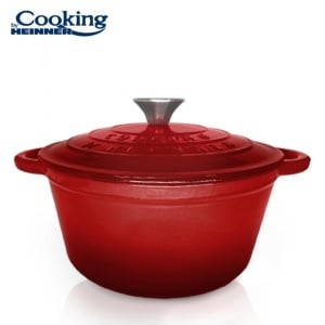 Oala cu capac Cooking by Heinner Red Line, fonta emailata, 24 x 11.5 cm, 4 L, HR-KN-SM4